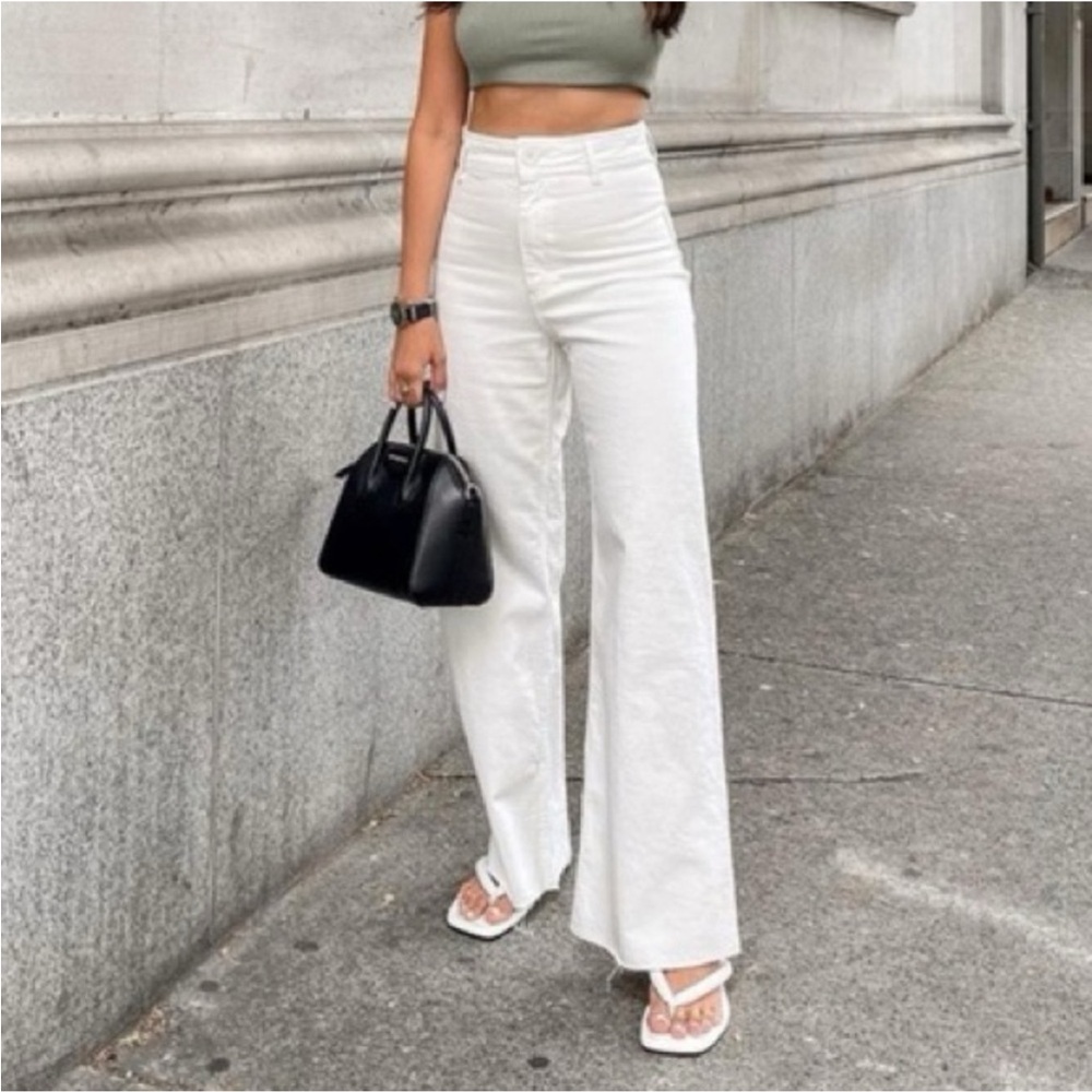 Zara Cream Marine high rise wide leg jeans